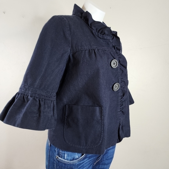 J. Crew Fiona Refined Canvas Navy Blue Jacket 3/4 Sleeve Size 6 - Picture 6 of 14